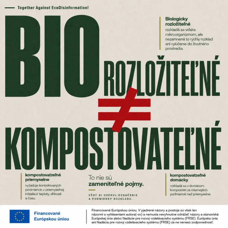 Informačný banner: biologicky rozložiteľné nie je to isté ako kompostovateľné